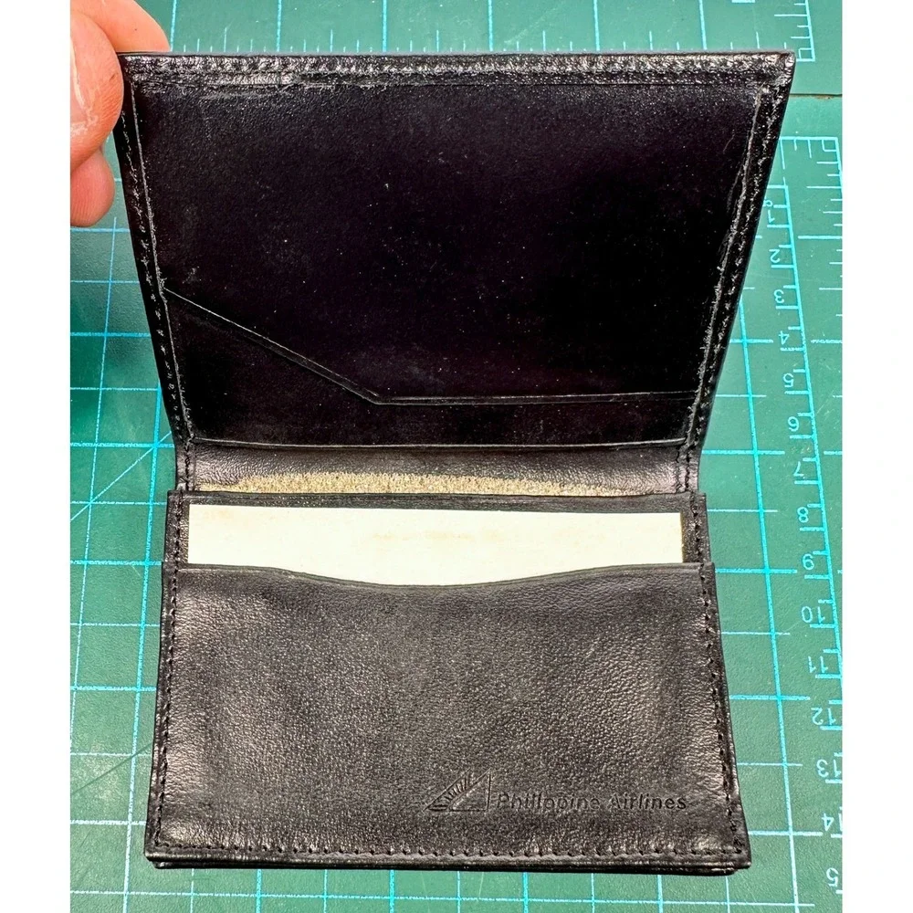 Philippine Airlines Black Leather Business Card Holder Wallet Travel Accessory